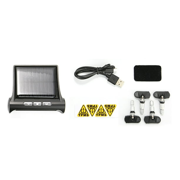 Pceewtyt Solar Tpms Car Tire Pressure Alarm Monitoring System 4 External Automatic Alarm System Tire Pressure Temperature Warning